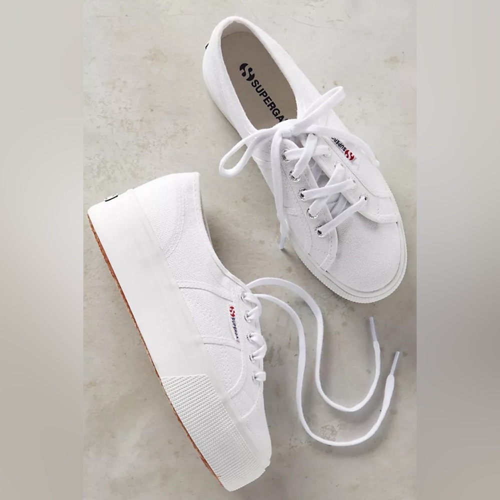 Anthropologie x Superga White Canvas Platform Sneakers